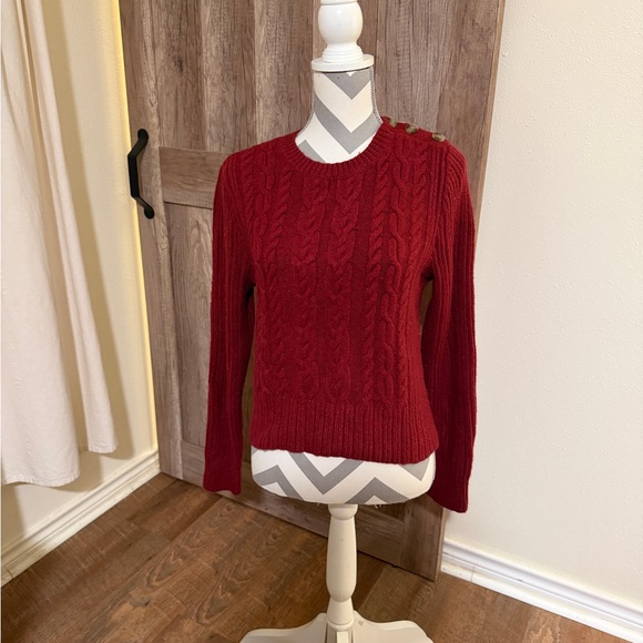 LOFT Sweaters - Loft large cable knit sweater women’s sienna orange brown burgundy wool blend